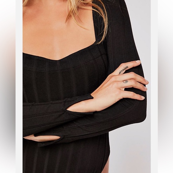 Free People || NWT || Intimately Black Knit Long Sleeve Bodysuit - Picture 5 of 14